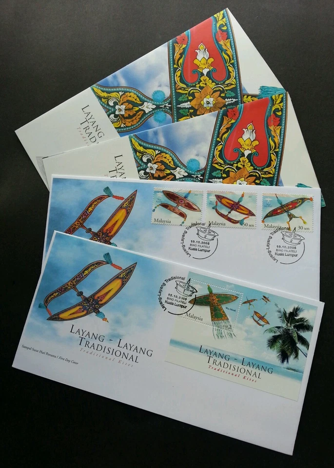 Malasia Cometas Tradicionales 2005 Cultura Tradicional Juegos Playa Play (par FDC) Foto 1 de 3