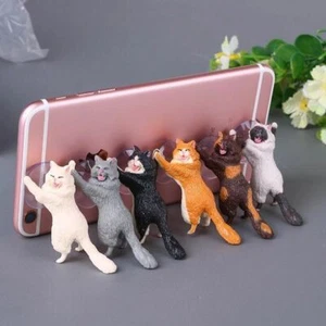 Supports téléphone résine adorables chats lot de 6 couleurs assorties avec ventouses - Photo 1 sur 8