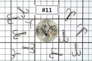 50x #11 Treble Fishing Hooks 2X Strong Sharpened Carbon Steel Jig Lure BN USA! - Picture 1 of 5