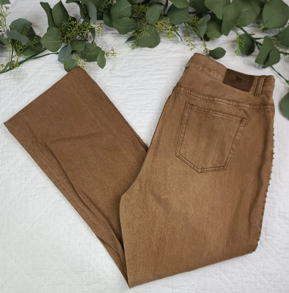 VTG Lauren Jeans Co Ralph Lauren Womens Brown Pants Size 14W Beading - Image 1 of 4