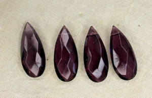 4 Faceted Amethyst Color Glass Tear Drop Beads - Picture 1 of 4