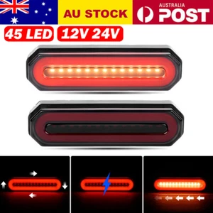 2X 3IN1 LED Tail Lights Stop Brake Indicator Reverse Lamp Slim Truck Trailer UTE - Picture 1 of 12
