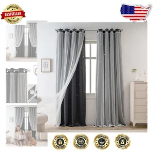 Stylish Blackout Girls' Curtains with UV Protection - Starry Wonderland Effect - Afbeelding 1 van 9