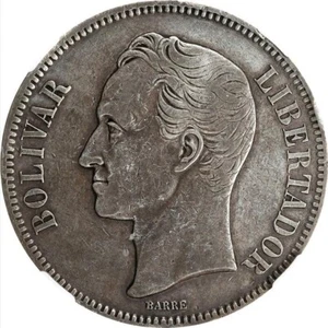 1889 Venezuela 5 Bolivares, NGC EF Details - Cleaned, Scarce Date - Picture 1 of 3