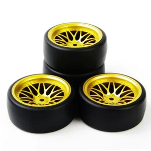 4pc 1/10 RC On-Road Flat Racing Drift Tires Wheel 12mm Hex For HSP HPI Model Car - Picture 1 of 6