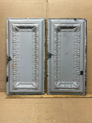 2pc Lot of 24" by 12" Antique Ceiling Tin Metal Reclaimed Salvage Art Craft Cover