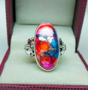 Spiny Oyster Turquoise Ring 925 Sterling Silver Handmade Ring R106 - Picture 1 of 4