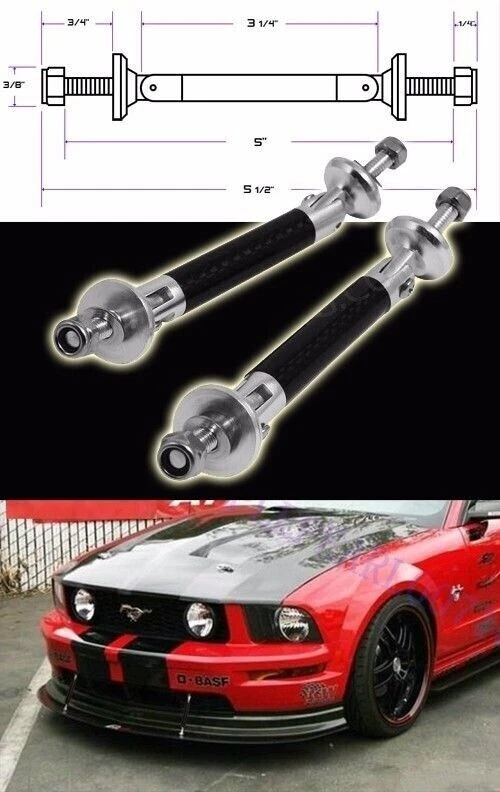 Difusor de labios de parachoques de carbono negro puntales barra de amortiguador soporte para Audi BMW Foto 1 de 1