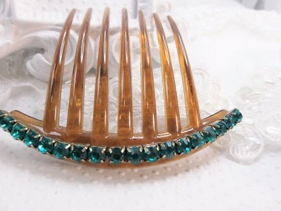 Peine de pelo francés 6 mm color circón azul estrás boda ocasión especial Foto 1 de 4