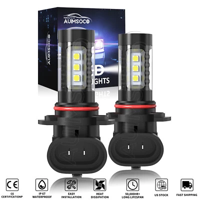 Pair 9145 9140 H10 LED Fog Driving Light Bulbs Super White 80000LM 6500K 100W - Image 1 of 4
