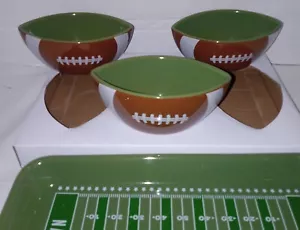 Crofton Ceramic Football Field Serving Tray with 3 Football Bowls - Picture 1 of 7