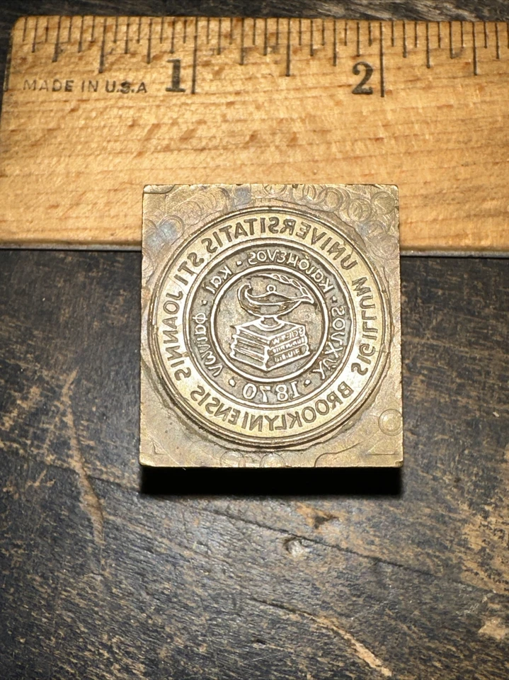 Print Block “ St. John’s University 1870 “ Brass Block. Nice Details - Image 1 of 4