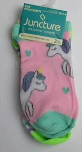 New Girls Size 10.5 - 4 Juncture 2 Pack Low Cut Socks - Unicorns - Picture 1 of 2