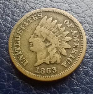 1863 INDIAN HEAD CENT - Vecchia moneta da piccolo centesimo/penny USA - Spedizione gratuita #B - Foto 1 di 2