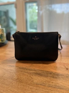 Kate Spade Leila Triple Gusset Crossbody Black Pebbled Leather Bag - Picture 1 of 13