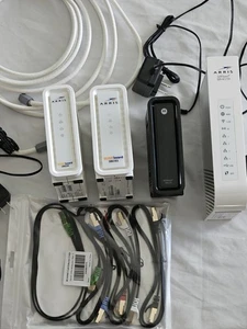 Arris Surfboard Router Modem Lot And 5 Ethernet Cat8 cables 3FT, Coax Cable - Picture 1 of 6