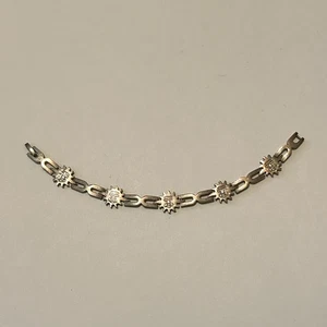 Bracciale Vintage Argento Sterling Messicano Volto Sole Girasole 925 Link 7,5" - Foto 1 di 6
