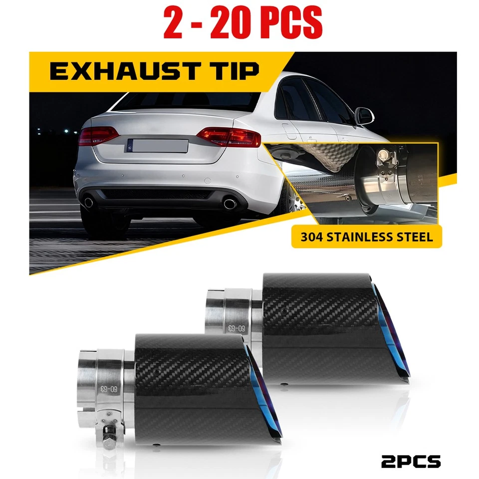 Tubo de escape punta trasera coche fibra carbono 2.5" ID-3.5" OD 304-acero cola garganta 2-20X Foto 1 de 4