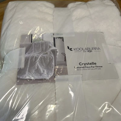 Koolaburra by UGG Crystelle Faux Fur Throw 50" x 70" White Polyester 31826 New - Image 1 of 4