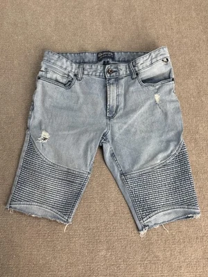 American Rag Cie Shorts Mens 32 Light Wash Moto Biker Denim Distressed Raw Hem - Image 1 of 4