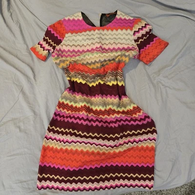 Missoni Made in Italy Zigzag Knit Dress Multicolor Chevron Short Sleeve M - Image 1 of 4