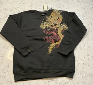 Dragon Embroidered Back Crew Neck Chinese Sweatshirt Size XL - Picture 1 of 4