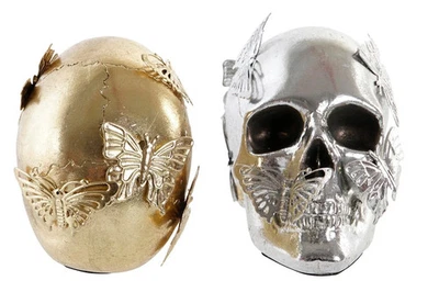 TESCHIO CRANIO STATUA SCULTURA ETNICA IN RESINA horror halloween DECORAZIONE - Immagine 1 di 2