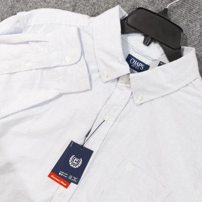 Chaps Shirt Mens 2XL Blue White Striped Button Down Long Sleeve Cotton Casual - Image 1 of 4