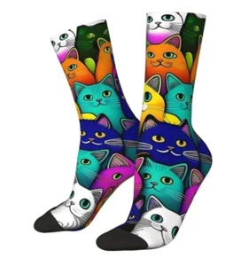 cat socks Fall Colorful stocking stuffer NEW Free Shipping - Picture 1 of 4