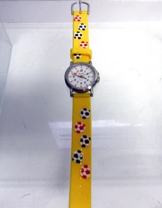 New Yellow Belt Soccer Quartz Wrist Watch 10 Football Balls Kids Watches - Picture 1 of 6