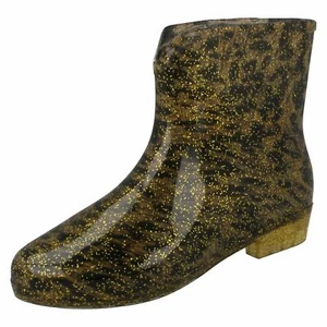 Ladies Spot On X1R196Leopard Print Ankle Wellington Boots - Picture 1 of 18