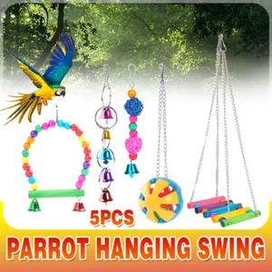 5x Parrot Hanging Swing Bird Toy Harness Cage Ladder Parakeet Bell Cage Toy Hot - Picture 1 of 11