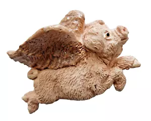 Broche PIN de Cerdo Firmado Vintage Flying ROSA Resina 1986 - Imagen 1 de 5