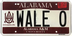 Alabama A&M University 2021 Personalized Vanity License Plate WALE O Whale Wales - Picture 1 of 1