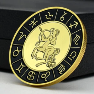 Sagittarius Commemorative Medal 12 Constellations Gold Plated Coin Ornament - Picture 1 of 12