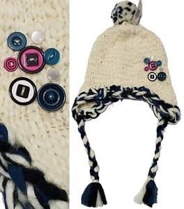 AMERICAN RAG Ivory Ribbon & Button Crafty Trapper Women Cold Weather Fashion Hat - Picture 1 of 9