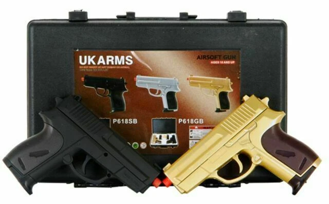 CYMA P618 Tactical Spring Airsoft Hand Guns with Case - Gold