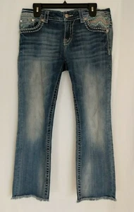 Miss Me Damen Gr. 30 Mid Rise Easy Crop Jeans Strass bestickt Taschen  - Bild 1 von 11
