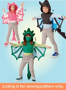 SEWING PATTERN Easy Halloween Costume - Dinosaur Dragon Bat Cape Dress Up 8225 - Picture 1 of 3