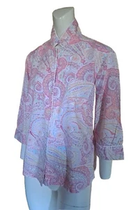 Lauren Ralph Lauren Paisley Print Button Down PJ Shirt (ONLY) Size L Pink - Picture 1 of 8