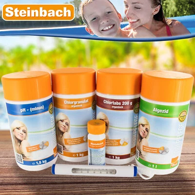 STEINBACH Pool Starterset 7 tlg. Chlor Ph minus Wasserpflege Granulat Algezid Schwimmbad
