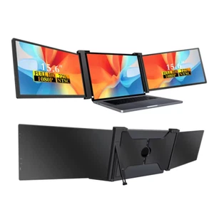 15.6'' Laptop FHD IPS Triple Screen Extender Plug And Play Dual Display Monitor - Picture 1 of 13