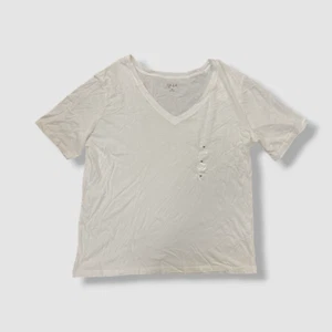 $24 Style & Co Women's White Solid Cotton Oversized V-Neck T-Shirt Top Size M - Picture 1 of 2
