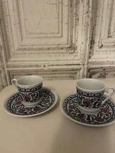 Kutahya Porselen Cups And Saucers Two Set Unused Gift Collectors - Picture 1 of 5