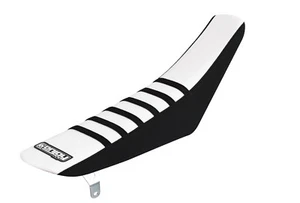 2008-2018 Kawasaki KLX 140 Seat Cover BLACK SIDES / WHITE TOP / BLACK RIBS #176 - Picture 1 of 7