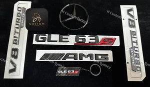 Gloss Black GLE63S Full Badges Package For Mercedes GLE63S V167 2020-2023 Model - Picture 1 of 6