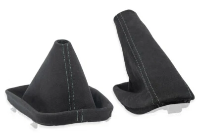 FOR BMW E46 GEAR SHIFT + HANDBRAKE GAITER ALCANTARA STITCHING GRAY - Image 1 of 4