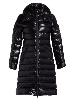 NEW Moncler Moka hooded quilted glossed-shell down coat in Black Size 5 #DC108 - Image 1 of 4