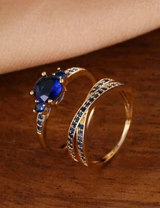 2 Stück Zirkonia Hochzeit Verlobung Dekor Ring für Frauen als Geschenk - Bild 1 von 4