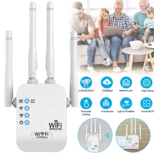 WLAN Repeater Booster WiFi Signalverstärker 1200Mbps WLAN Extender mit 4Antennen - Afbeelding 1 van 12